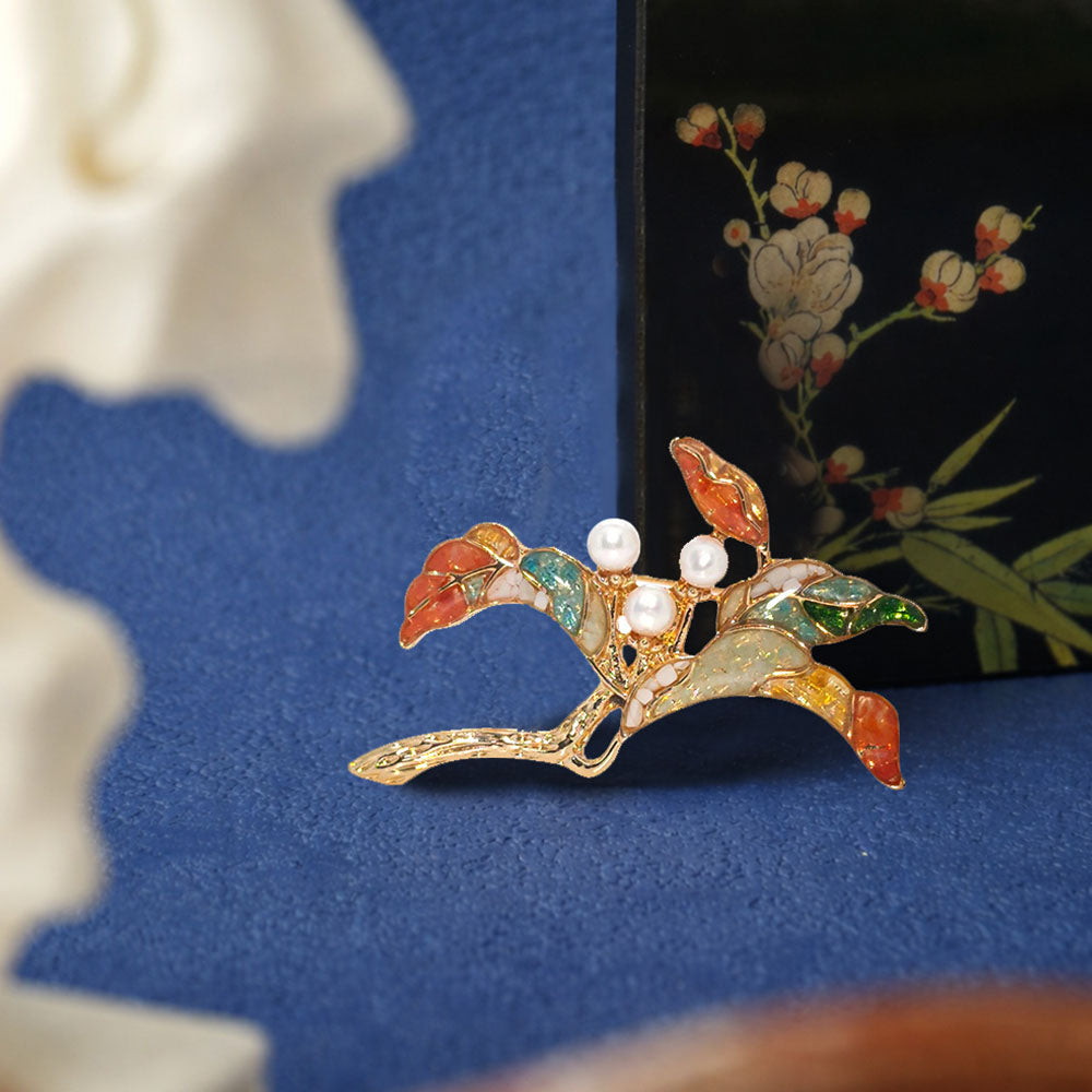 Floral Branch Brooch – Spring Gradient Series