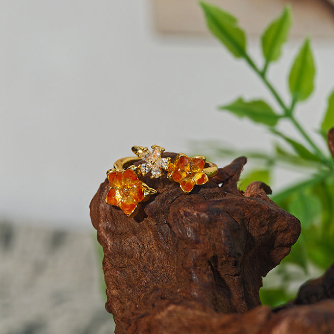 Prosperous Red Peach Blossom Ring