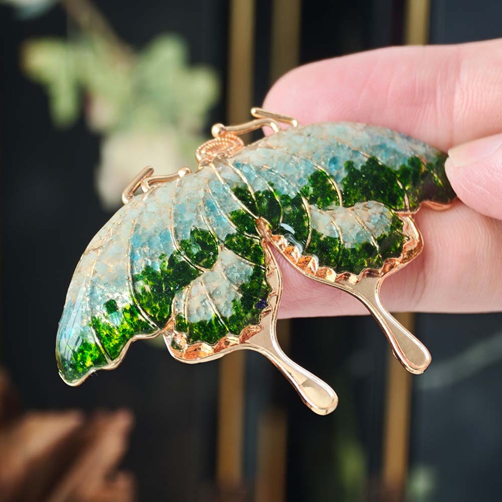 Jade Green Butterfly Brooch