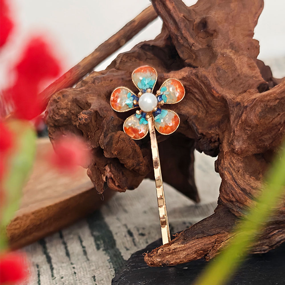 Dunhuang-Colored Peach Blossom Hair Clip