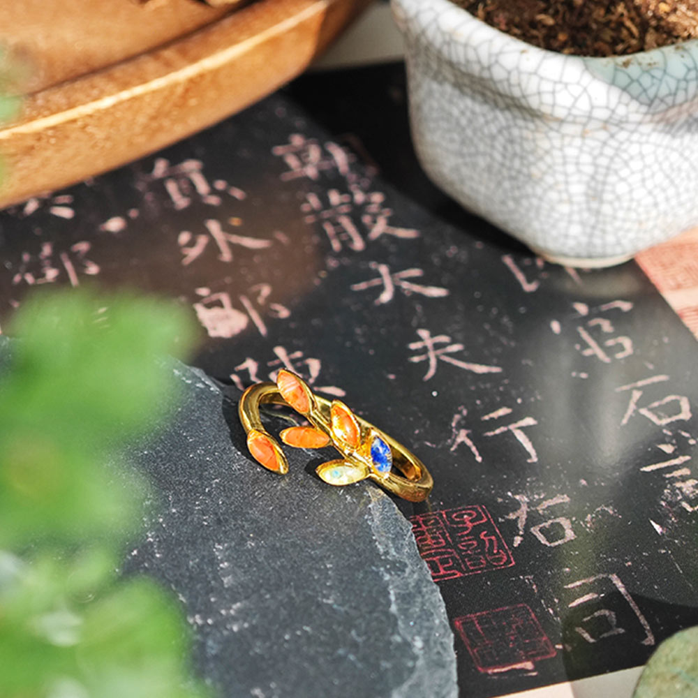 Dunhuang-Colored Olive Branch Ring