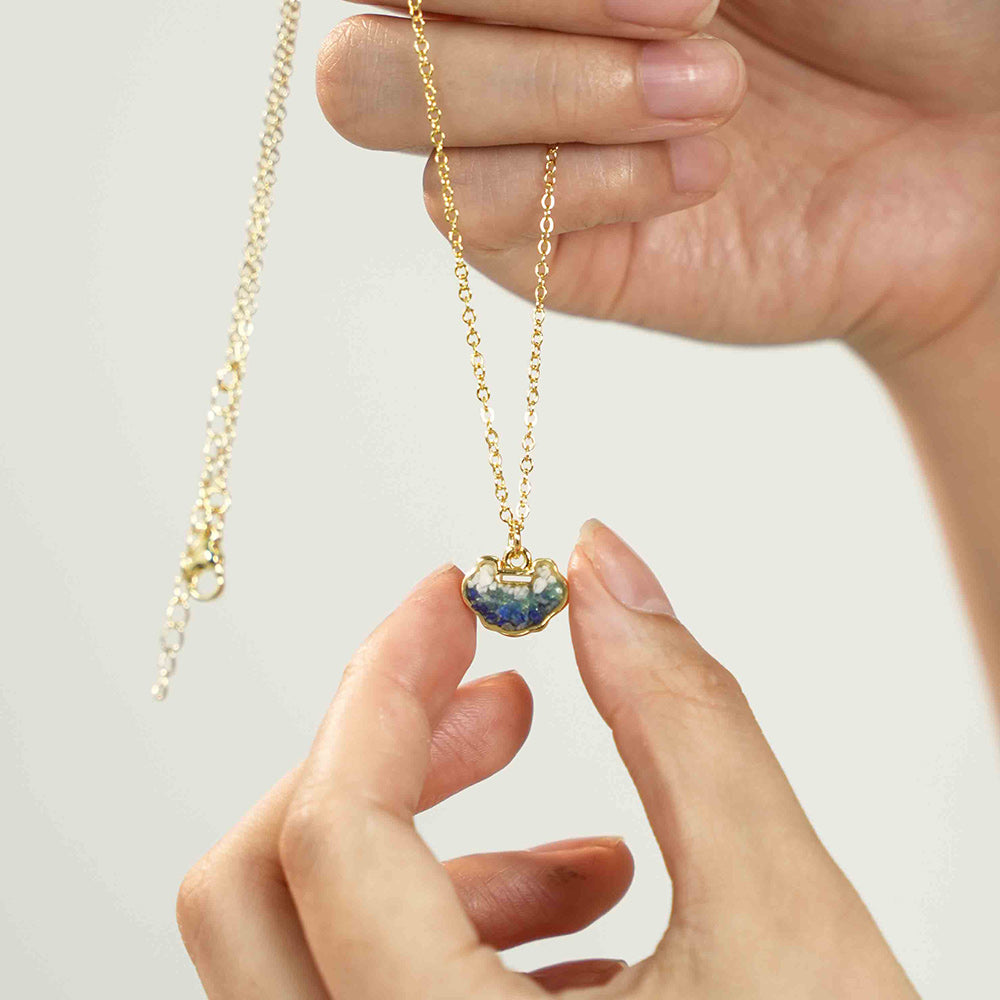 Longevity Lock Necklace – Blue & White