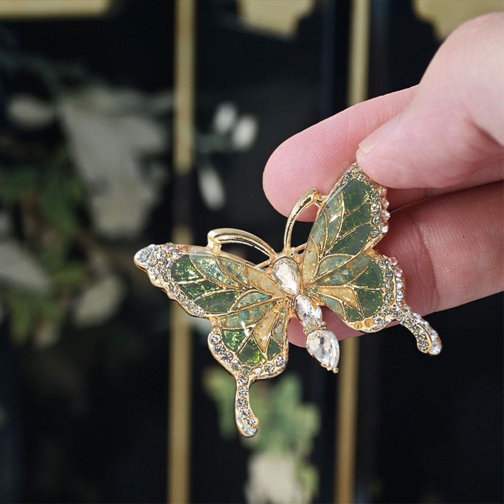 Jade Green Butterfly Brooch