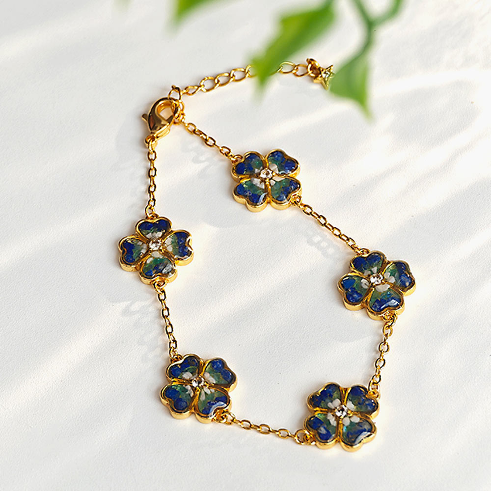 Bracelet – Four-Leaf Clover B, Blue & White Series