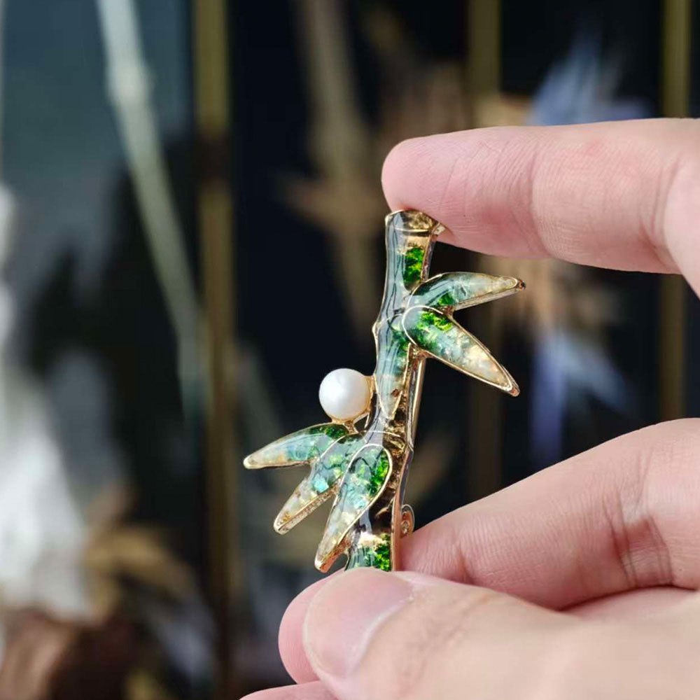 Jade Green Bamboo Brooch