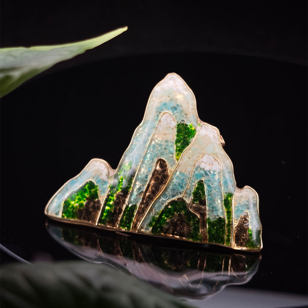 Jadeite Landscape Brooch, Style D
