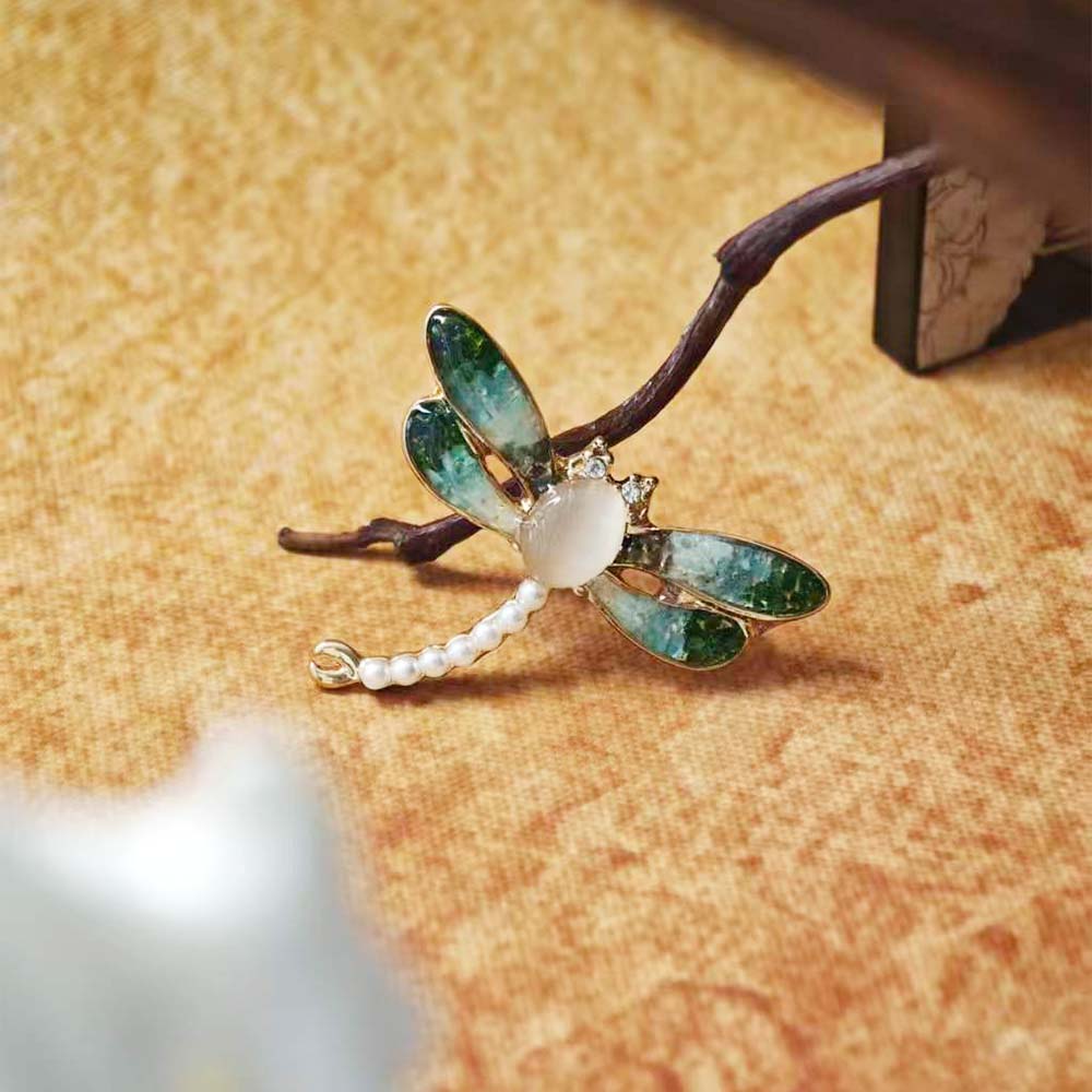 Jade Green Dragonfly Brooch