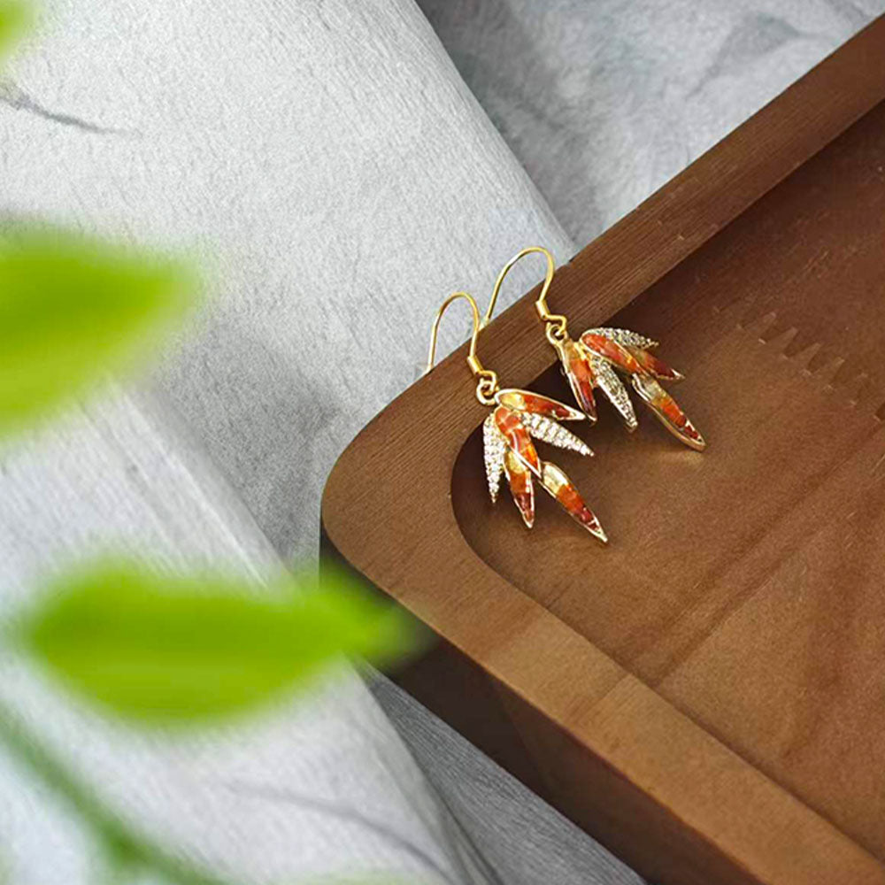 Bamboo Leaf Earrings – Red Series