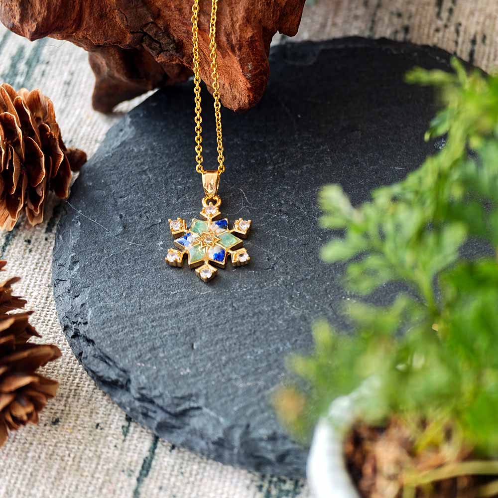 Snowflake Necklace – Blue & White Series