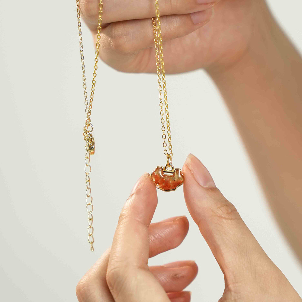 Necklace – Longevity Lock, Prosperous Red