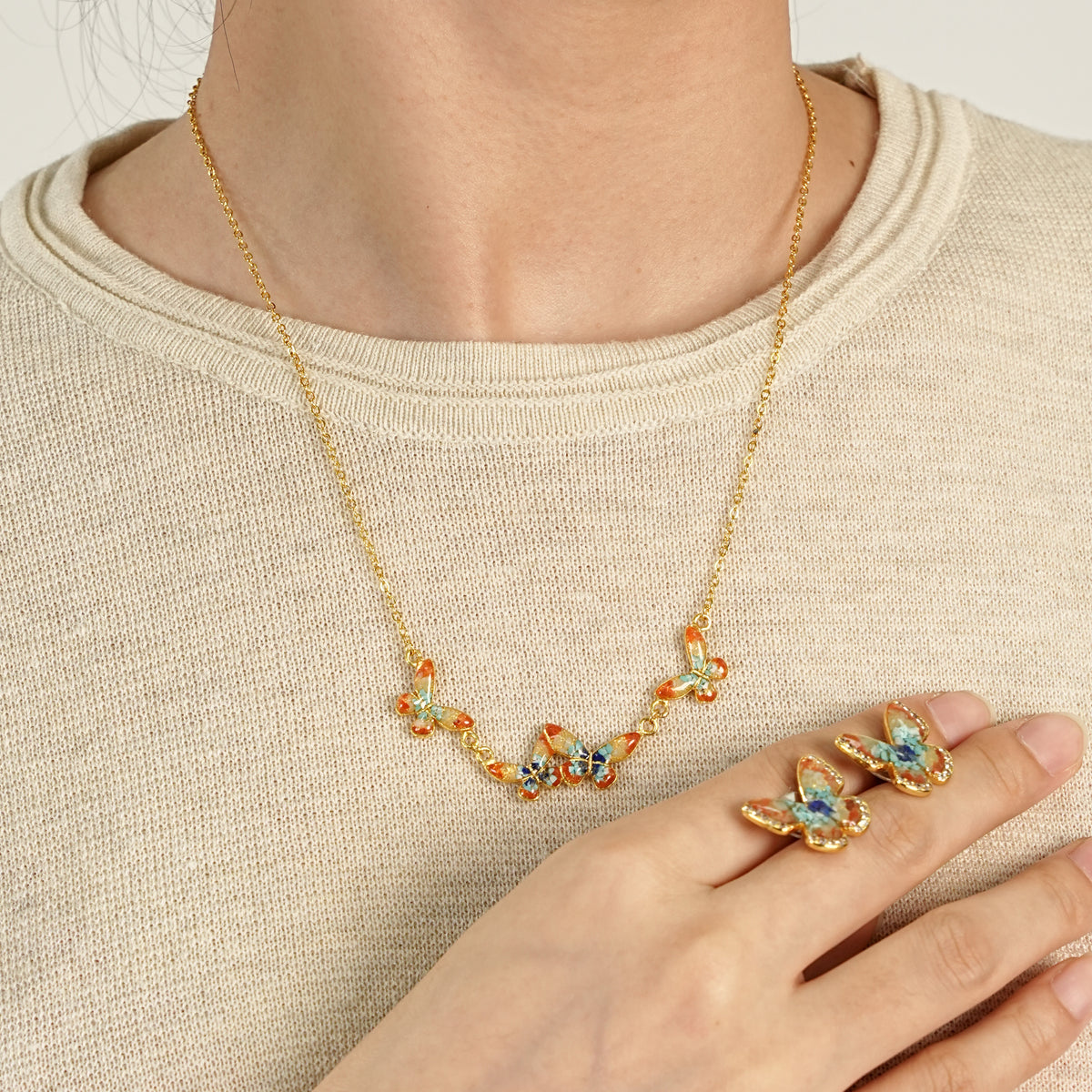 Butterfly Romance Butterfly Stud Earrings + Necklace Set