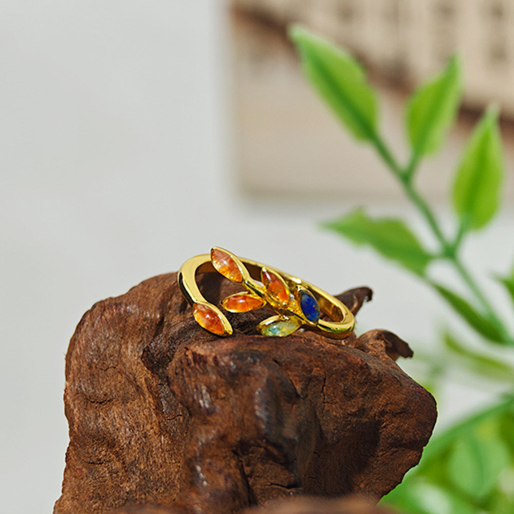 Dunhuang-Colored Olive Branch Ring