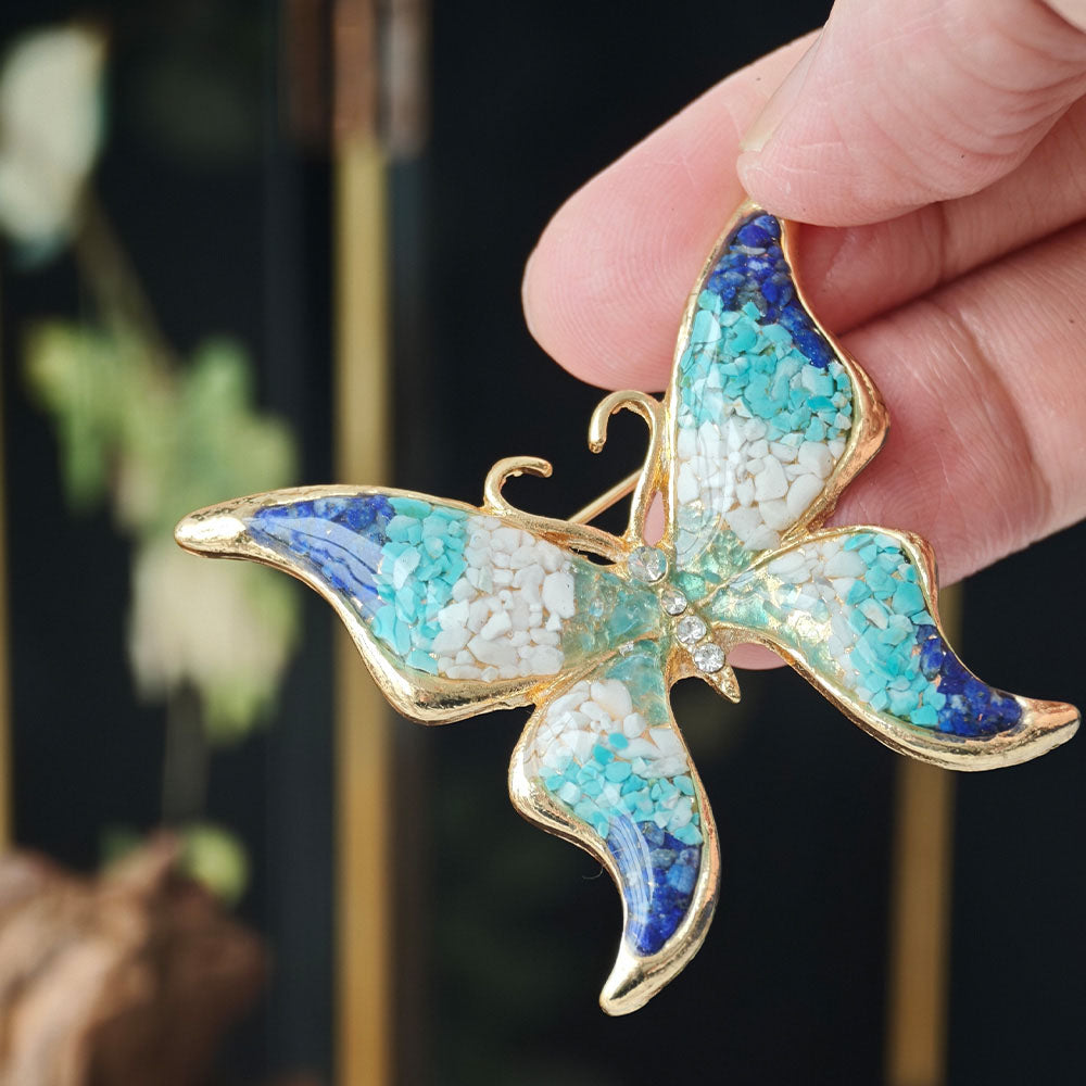 Blue & White Butterfly Brooch