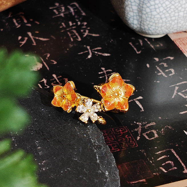 Prosperous Red Peach Blossom Ring