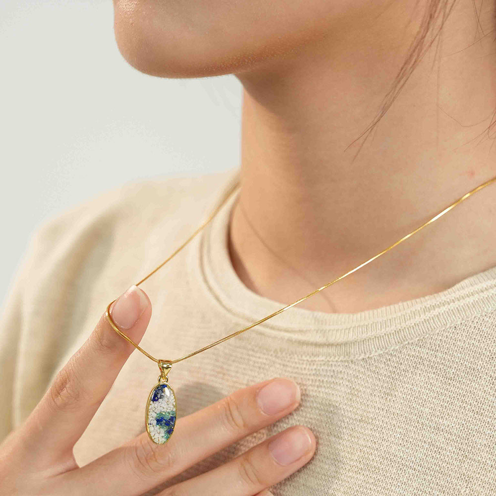 Oval Necklace – Blue & White Style