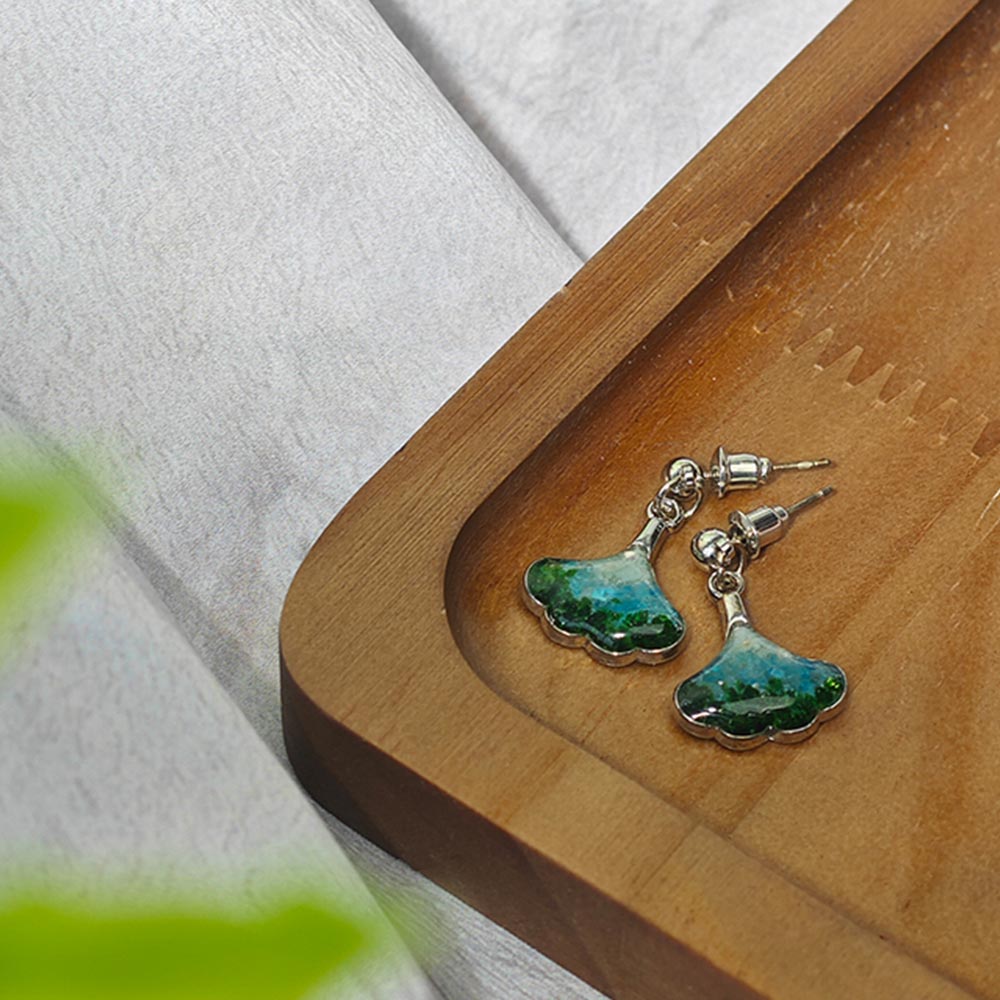 Studs – Ginkgo Leaf, Emerald Green