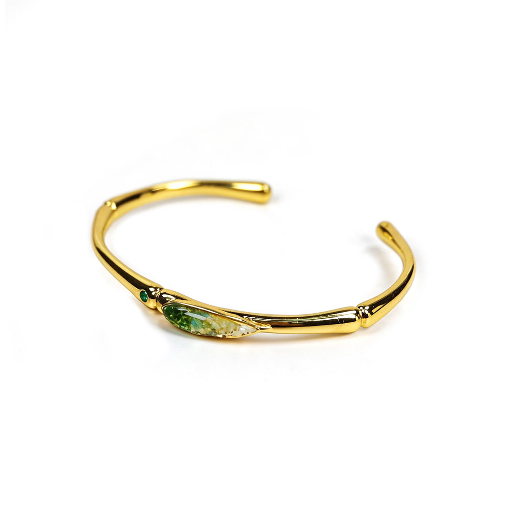 Emerald Gradient Bamboo Leaf Design Bracelet