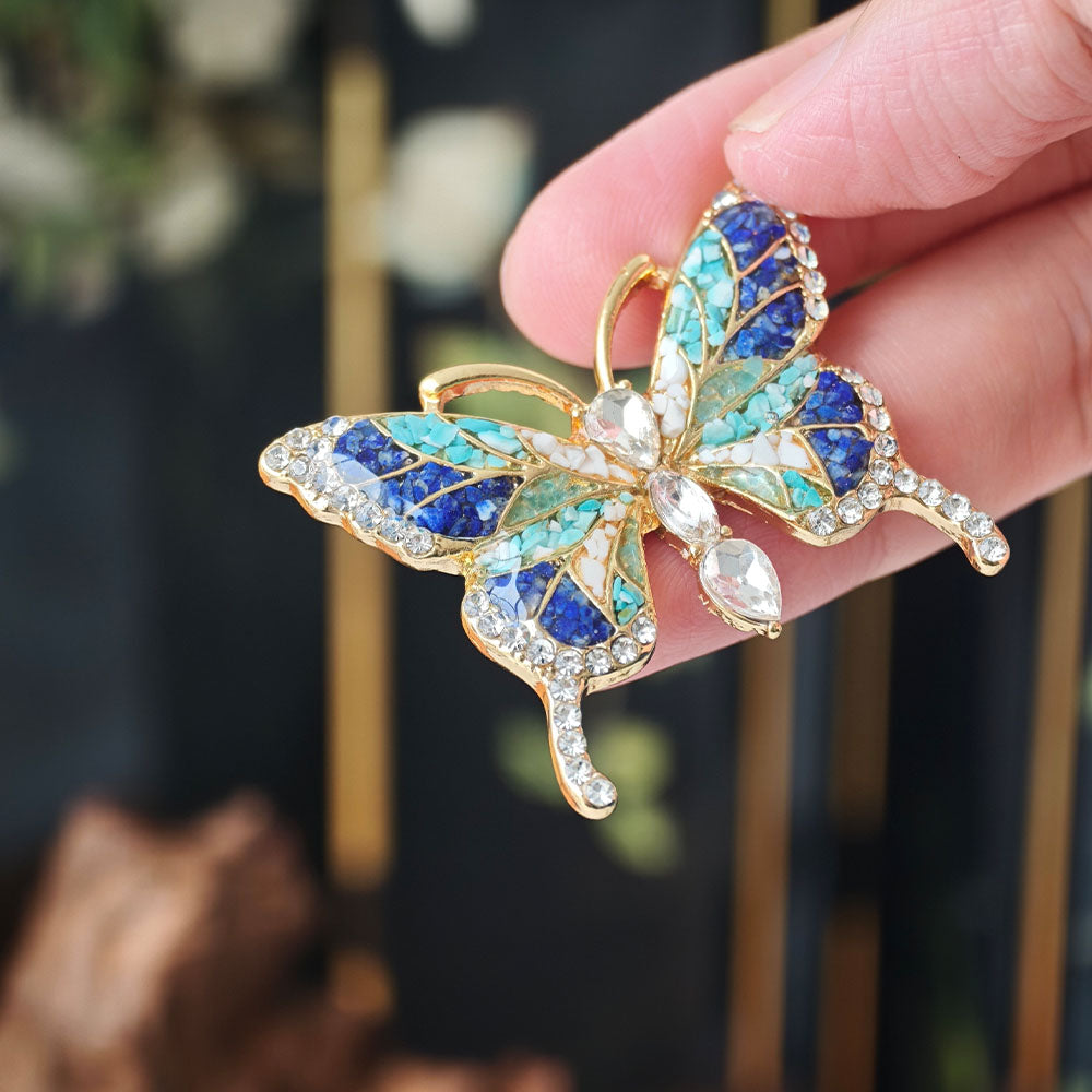Blue & White Butterfly Brooch