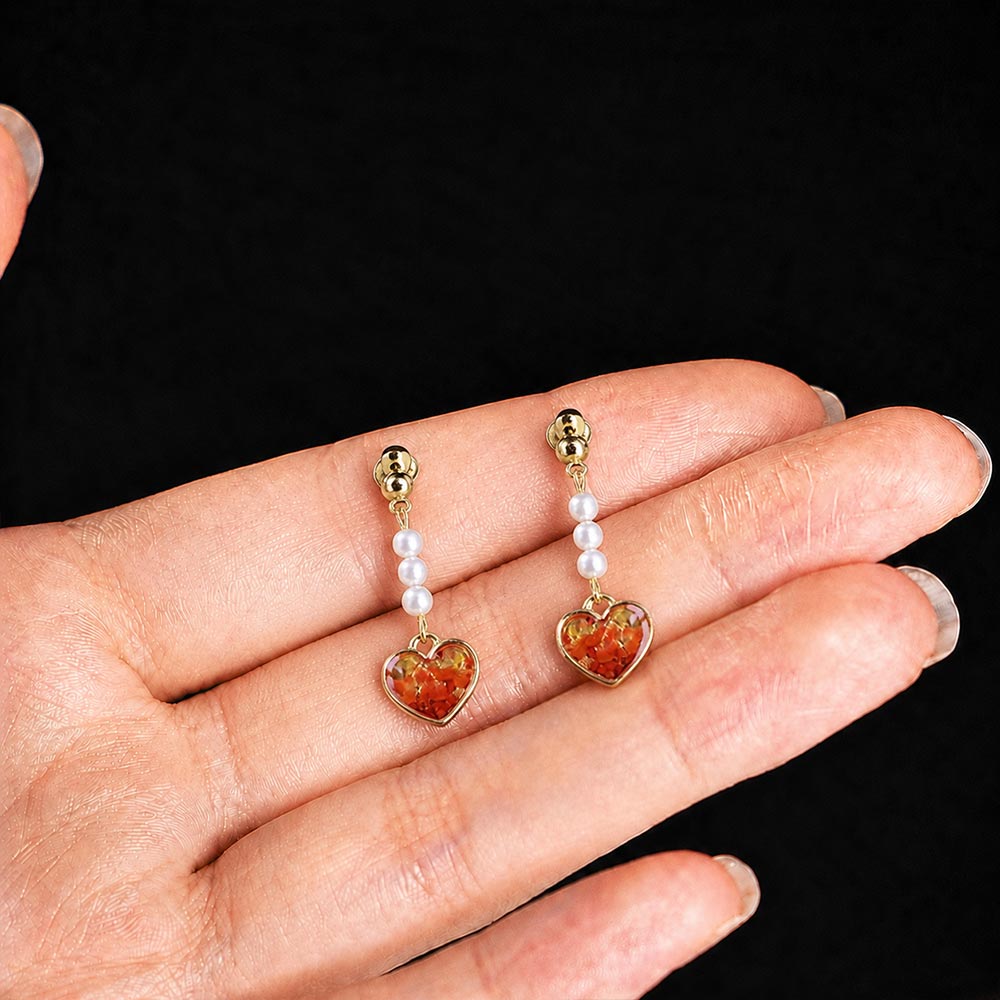 Studs – Pearl & Heart, Vibrant Red