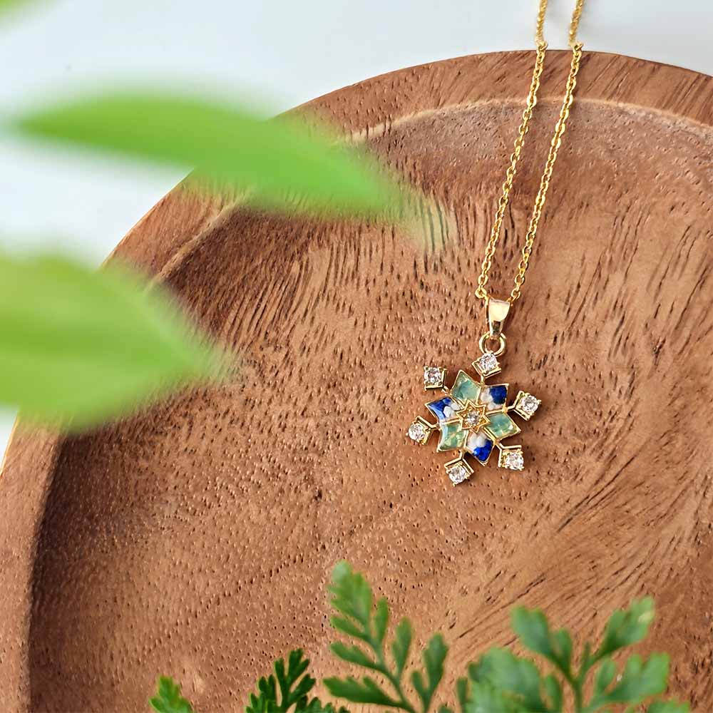 Snowflake Necklace – Blue & White Series