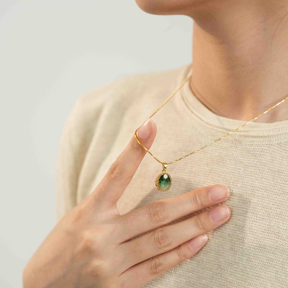 Necklace – Round Bean, Emerald Green