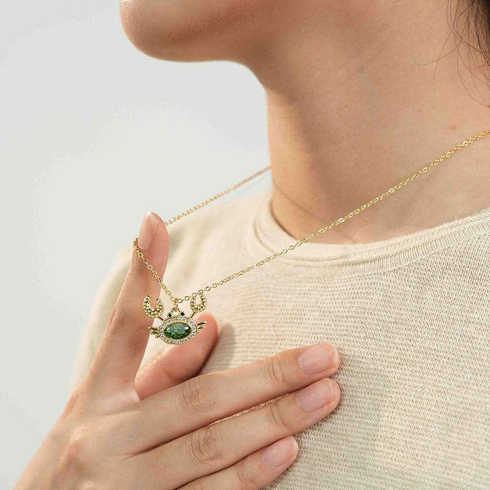 Emerald Green Crab Necklace