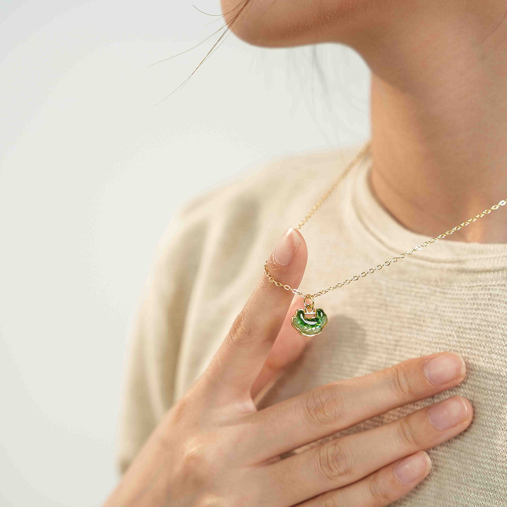 Emerald Green Longevity Lock Necklace