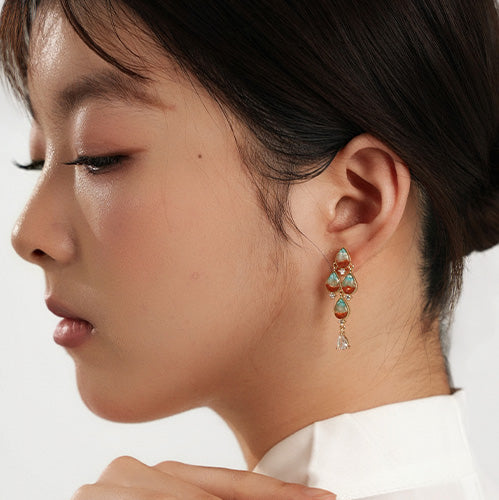 Stud Earrings – Dunhuang Red Nanhong Teardrop