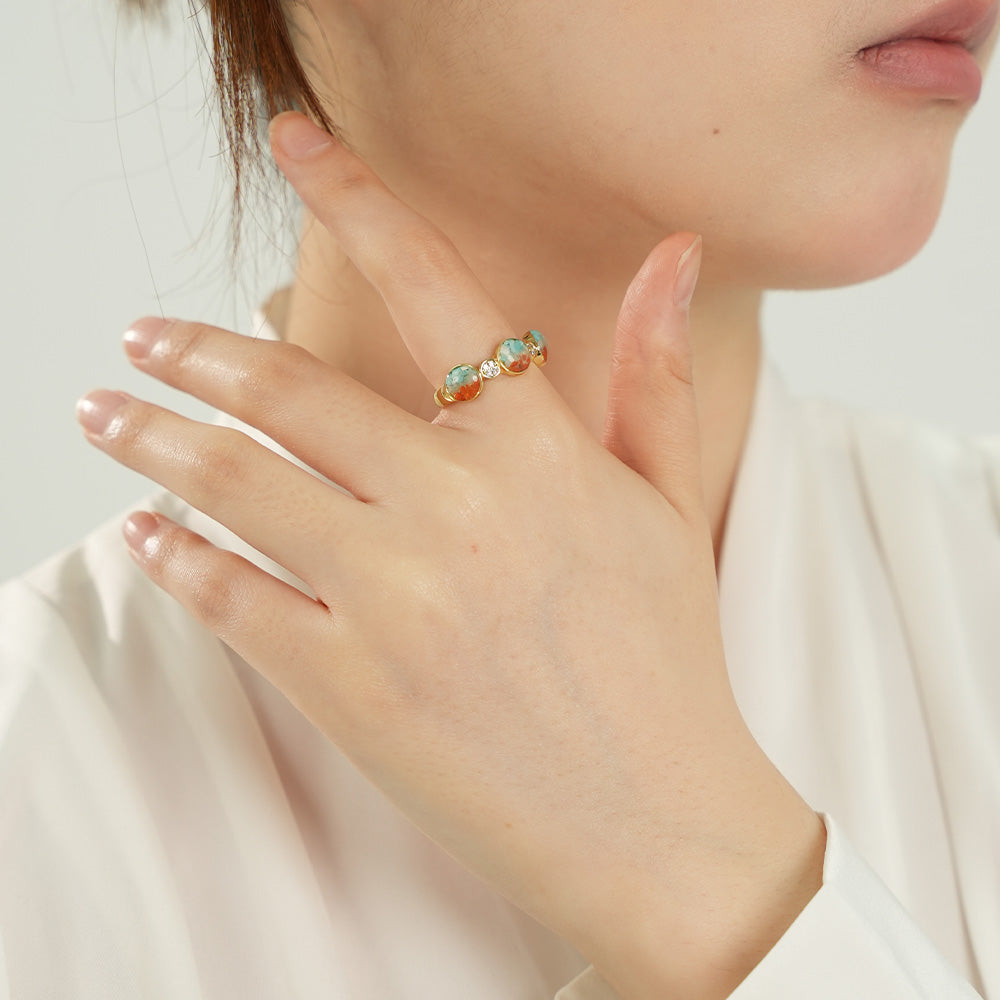 Round Bead Ring – B Style, Dunhuang Red Series