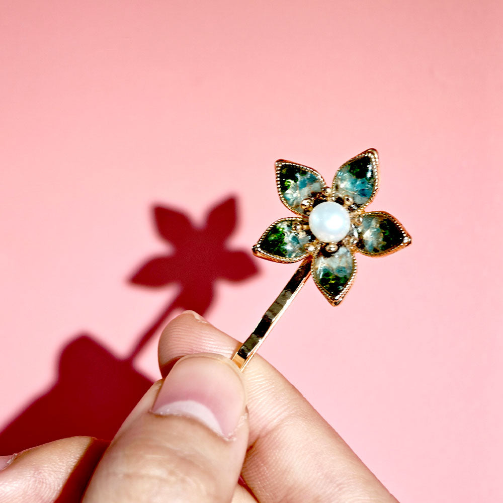 Jadeite Green Five-Star Flower Hairclip