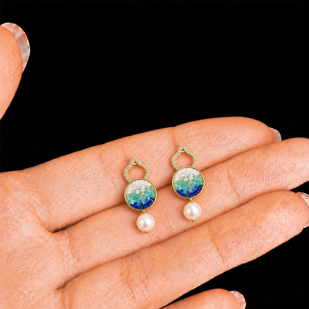 Blue-and-White Gourd Earrings