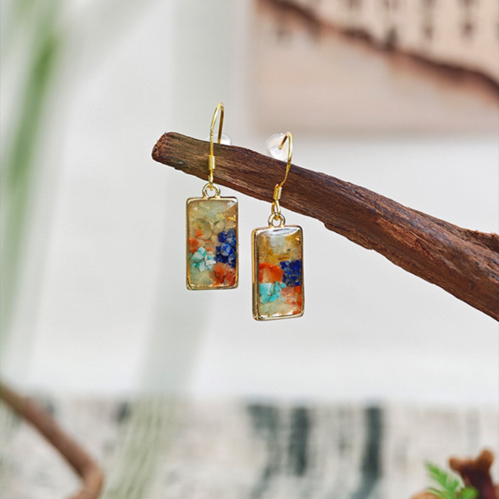 Rectangular Hook Earrings – Dunhuang Color Series