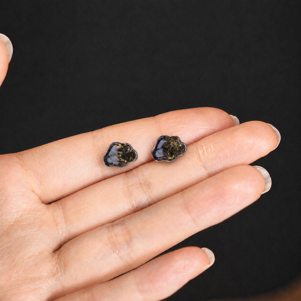 Studs – Auspicious Cloud, Black Obsidian