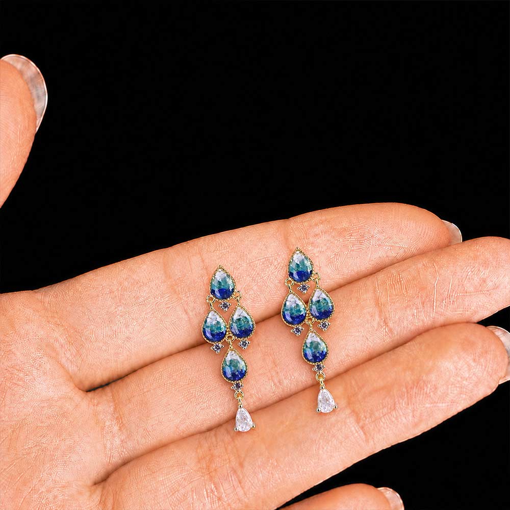 Earrings Blue-and-White Porcelain Waterdrop B Style