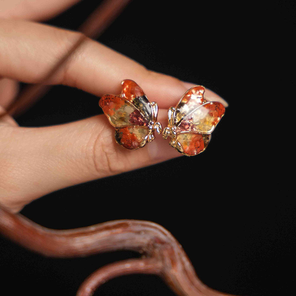 Butterfly Wing Stud Earrings - Red & Prosperous Series