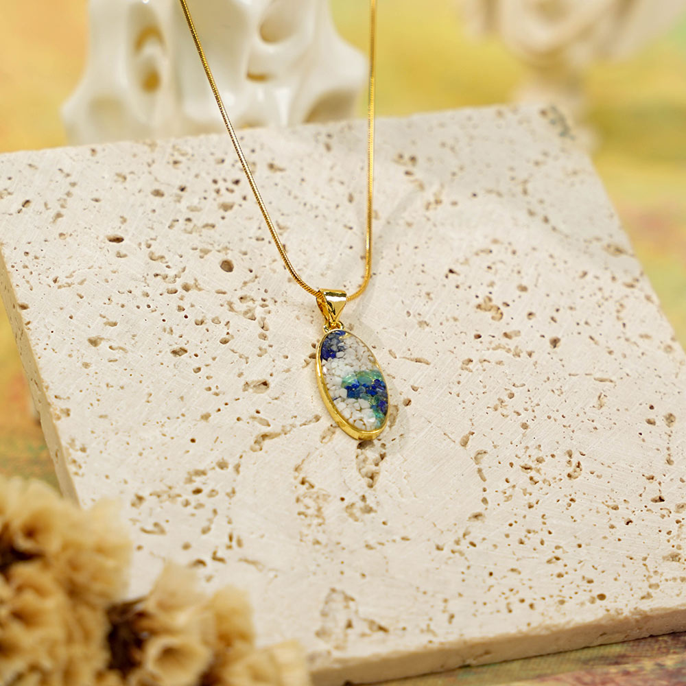 Oval Necklace – Blue & White Style