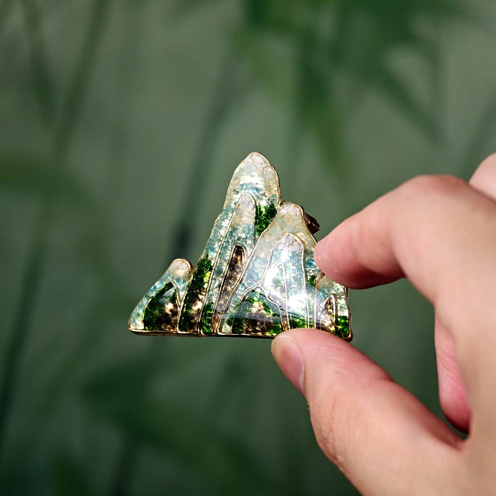 Jadeite Landscape Brooch, Style D