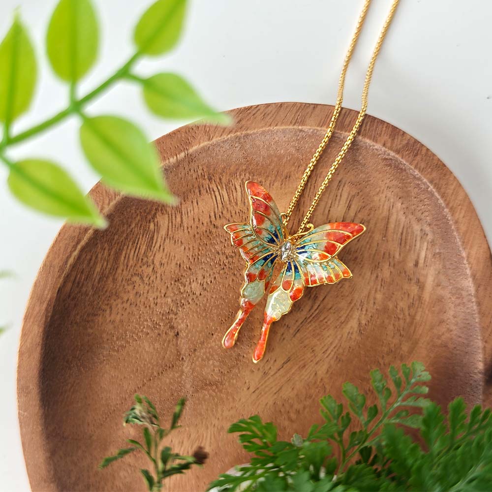 Large Butterfly Necklace – Dunhuang Red