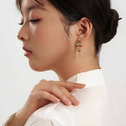 Stud Earrings – Dunhuang Red Nanhong Teardrop