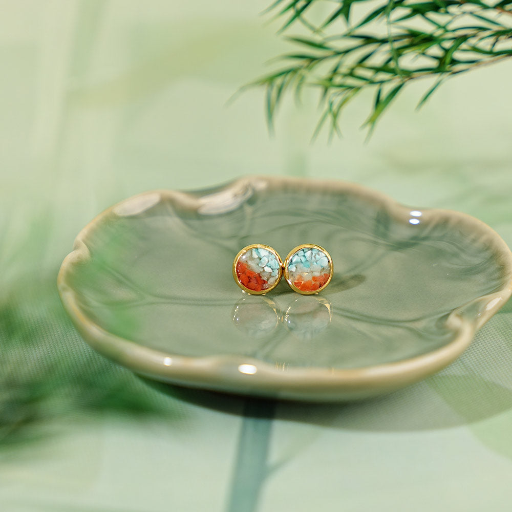 Earrings, Dunhuang Series Mini Round Bean