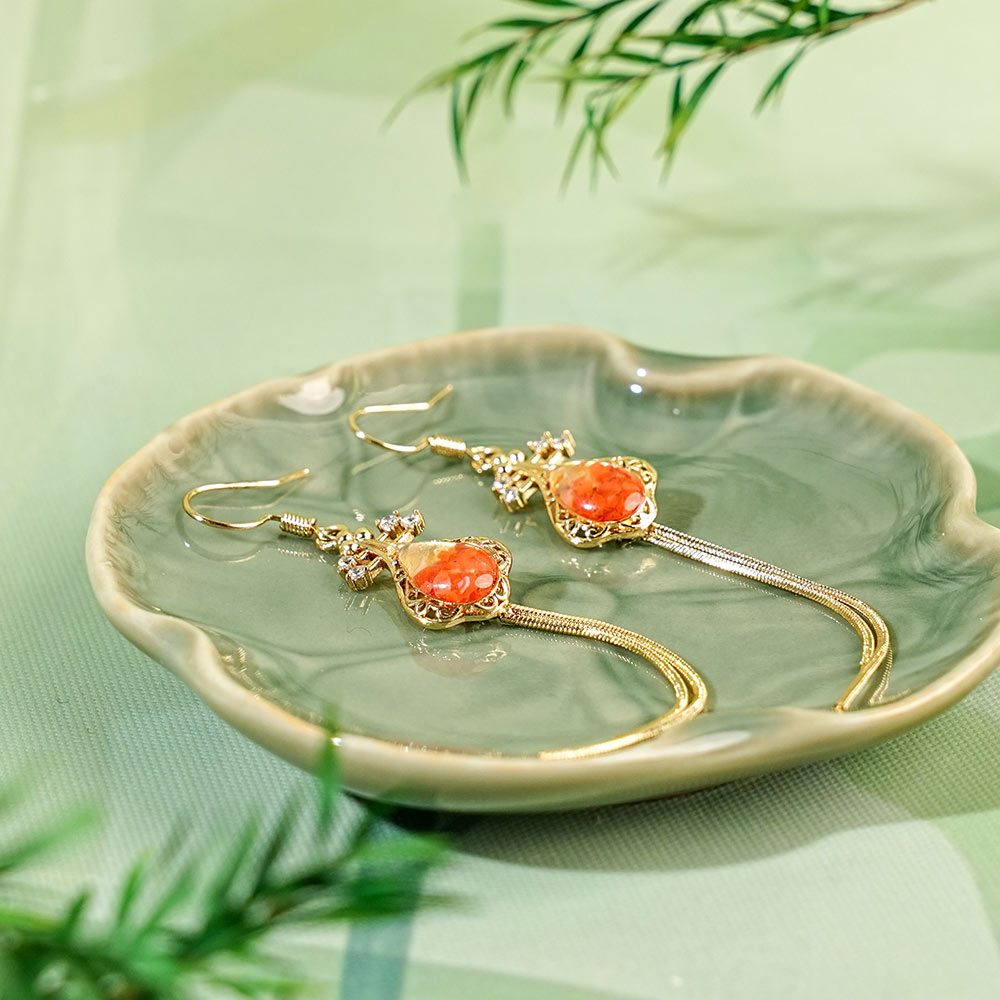Tassel Pipa Earrings Red Prosperity Series