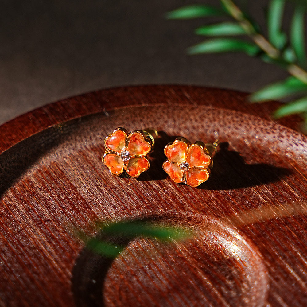 Four-Leaf Clover Stud Earrings, Prosperous Series