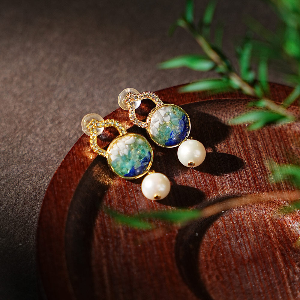Blue-and-White Gourd Earrings