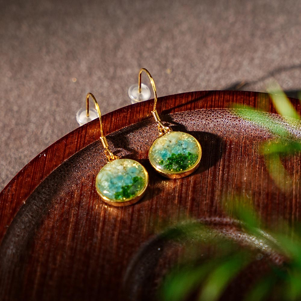 Small Round Bead Drop Earrings – Jade Green Series