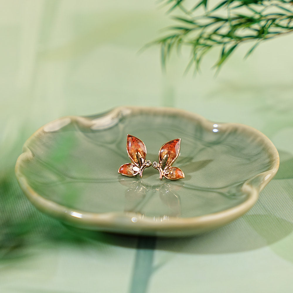 Prosperous Red Butterfly Wing Stud Earrings – Style A