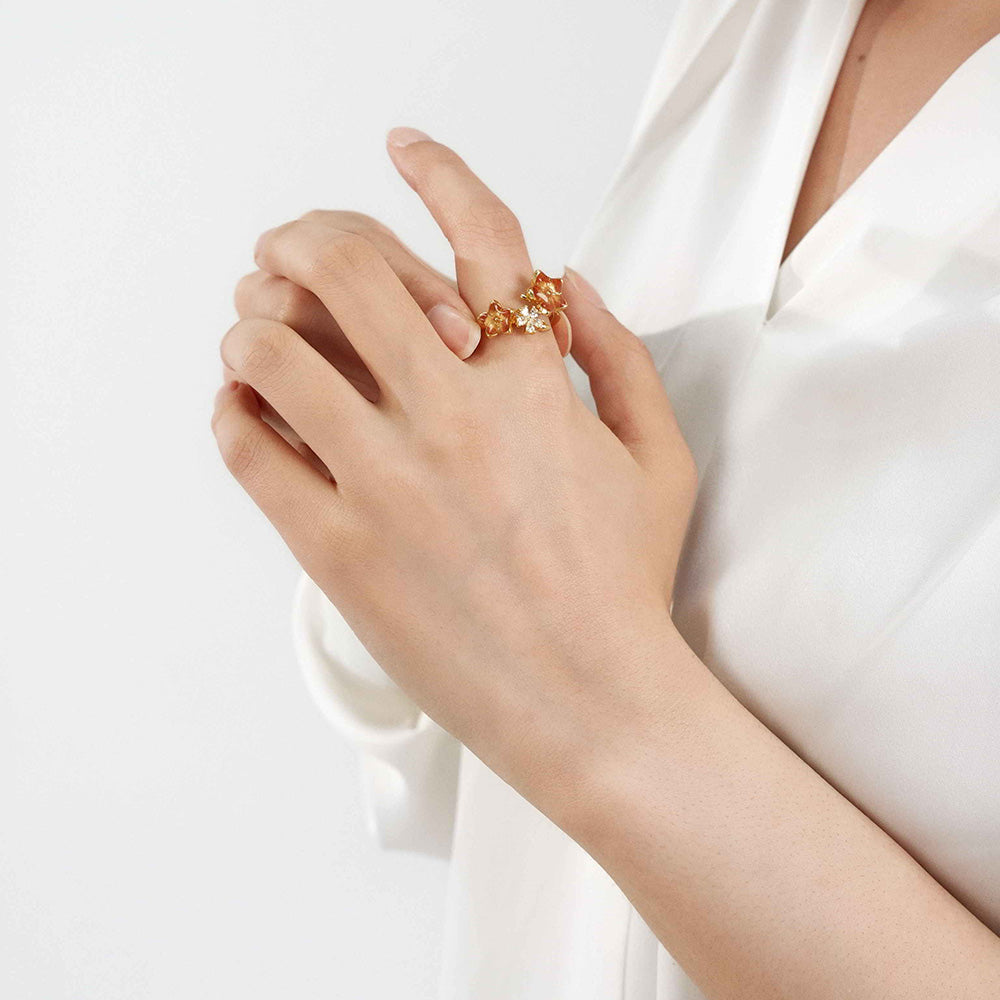 Prosperous Red Peach Blossom Ring