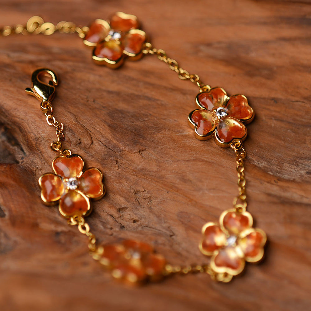 Bracelet – Four-Leaf Clover, Prosperous Red Series