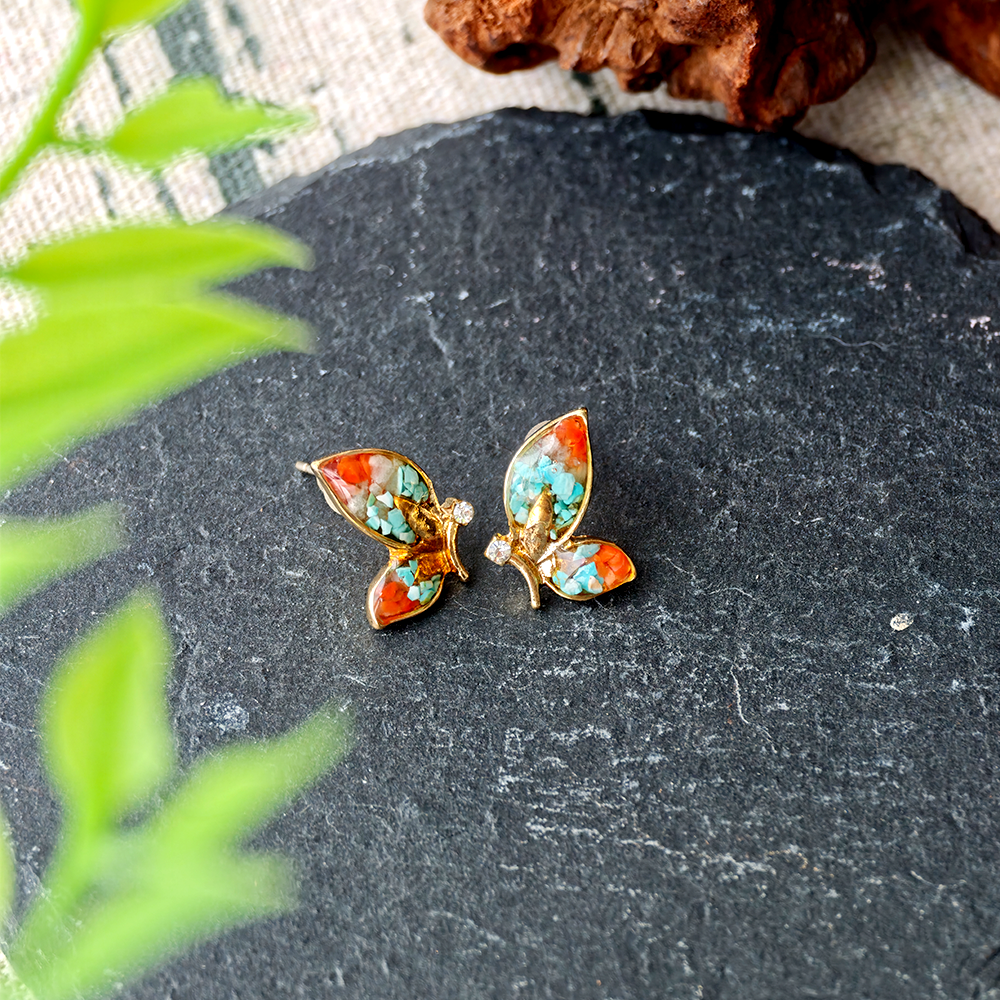 Butterfly Wing Stud Earrings – Dunhuang Color