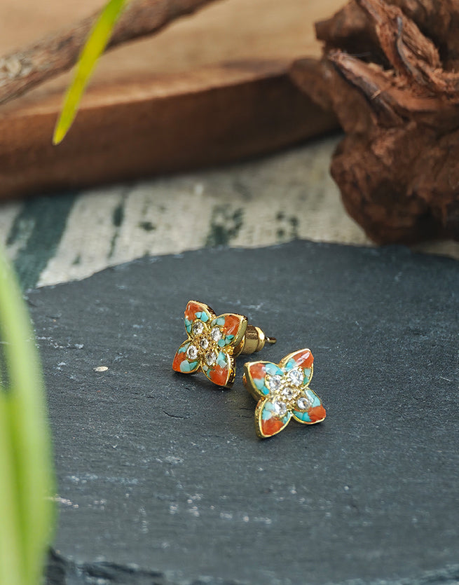 Pointed Four-Leaf Clover Earrings, Dunhuang Palette