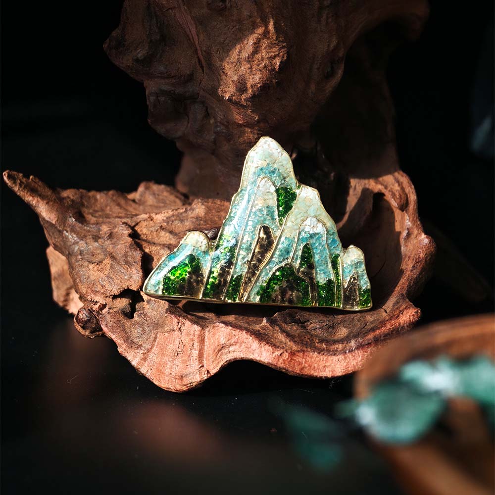 Jadeite Landscape Brooch, Style D